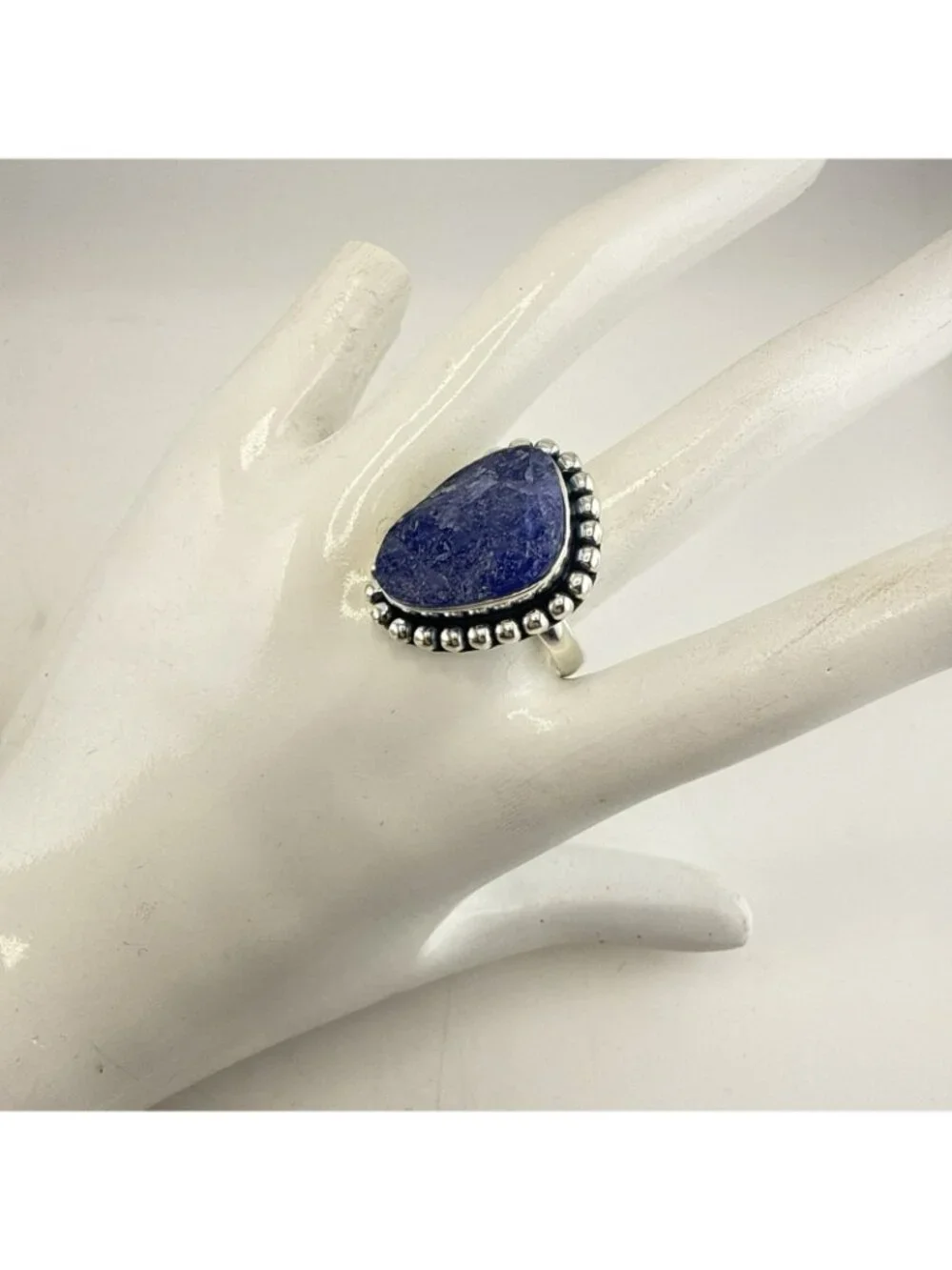 JTV Tanzanite Ring Sterling Silver Purple Free Form Rough Modern 925 Size 9 Arya